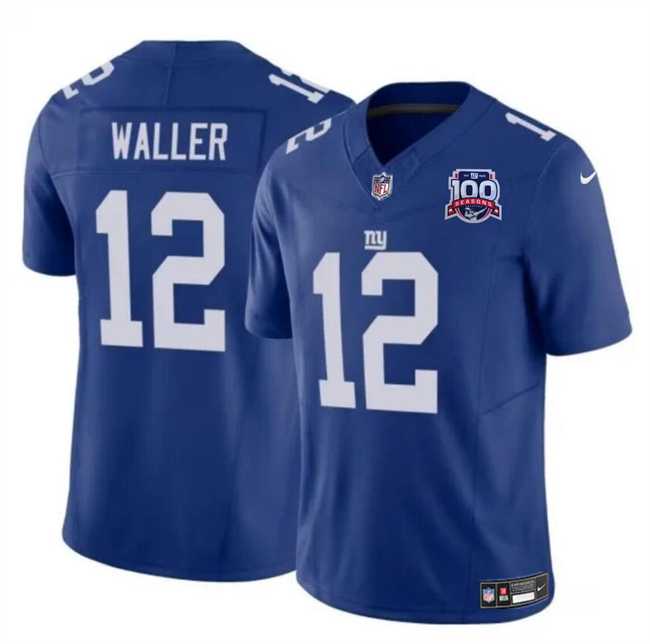 Men & Women & Youth New York Giants #12 Darren Waller Blue 2024 F.U.S.E. 100TH Season Patch Vapor Untouchable Limited Stitched Jersey